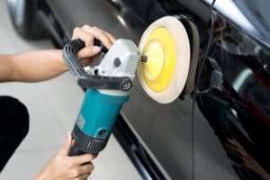 machine polisher on car