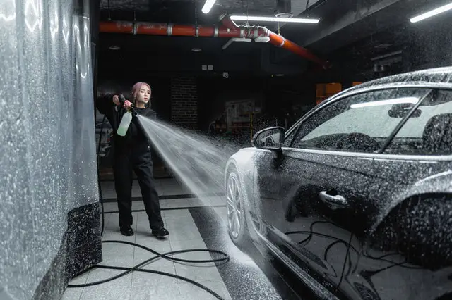 Rinse The Car With A Pressure Washer
