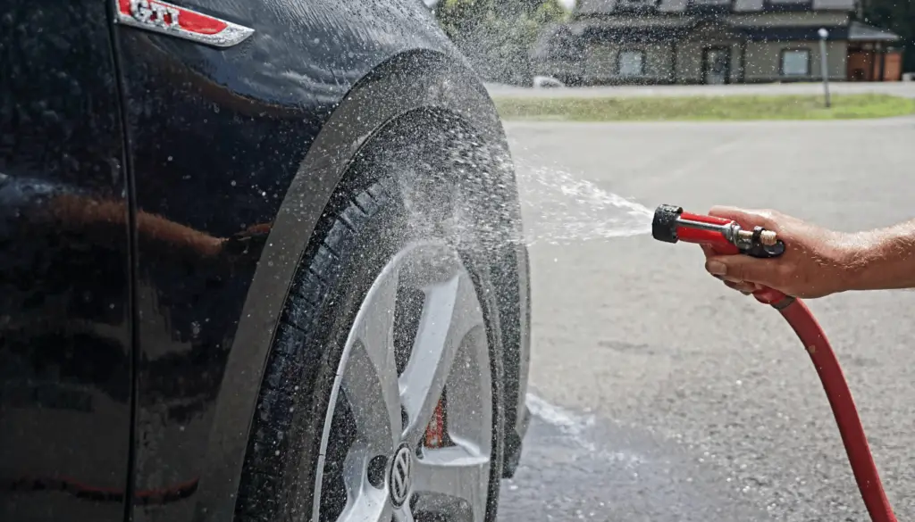 volkswagen gti being washed to prepare for ceramic coating