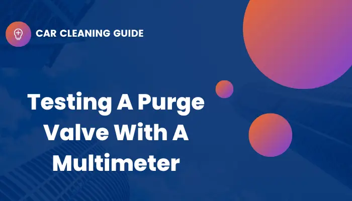 header image that says "testing a purge valve with a multimeter" in white text