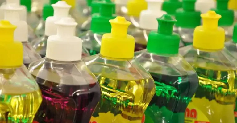 bottles of dawn dish soap lined up next to each other