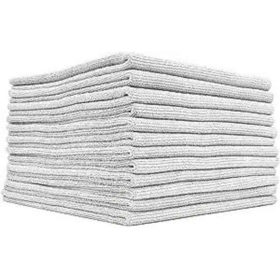 The Rag Company - The Edgeless Pearl - Professional Microfiber Detailing Towel for Ceramic Coating Leveling and Sealant Removal, Scratch-Free with No Tags, 320gsm, 16in x 16in, Ice Grey (12-Pack)